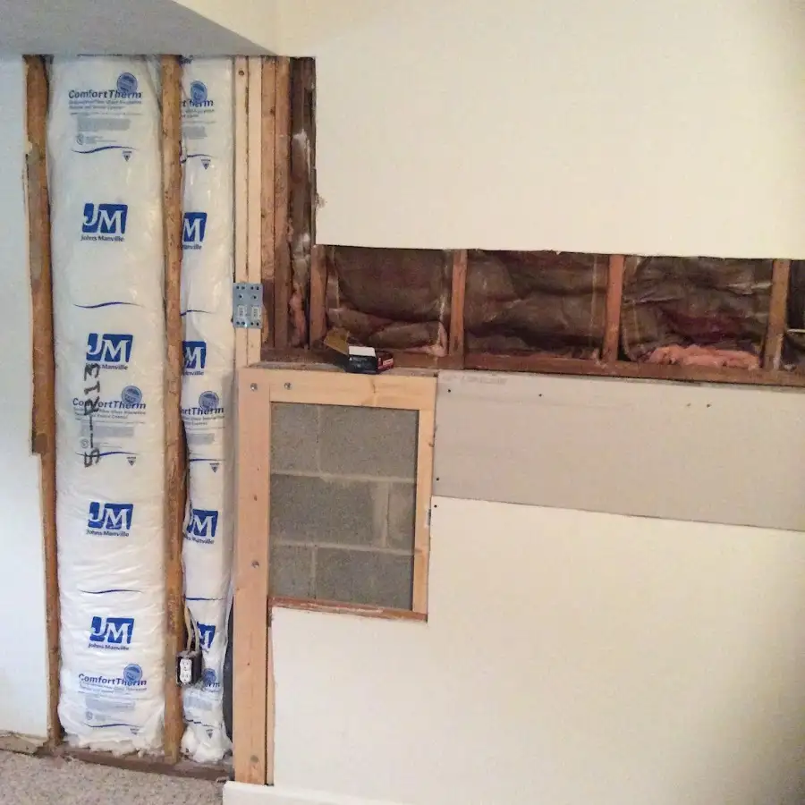 Wall insulation replacement during Basement Flood Cleanup in Havelock